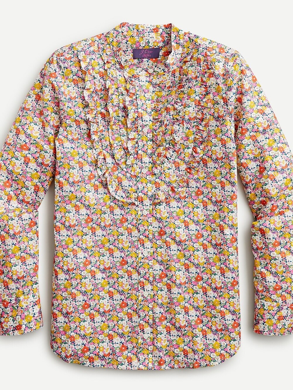 J. Crew Band-collar ruffle-front shirt in Liberty® Libby floral